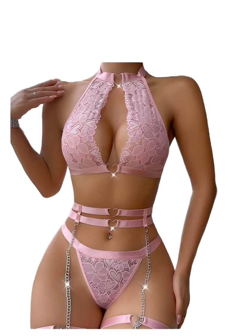 Lace Bralette Set - Seksi İç Çamaşırı Seti, Push Up