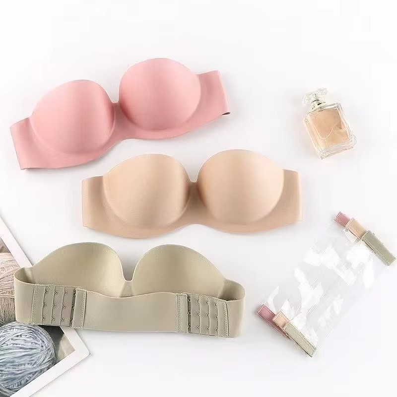 Full Coverage Bra - Kadın Seksi Straplez Push-Up Yastıklı Sütyen