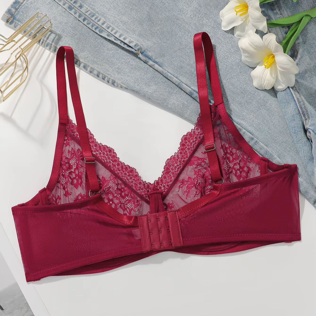 Kadınlar için Büyük Beden Kırm - Sheer Bra Lace incelemesi ve fiyatı